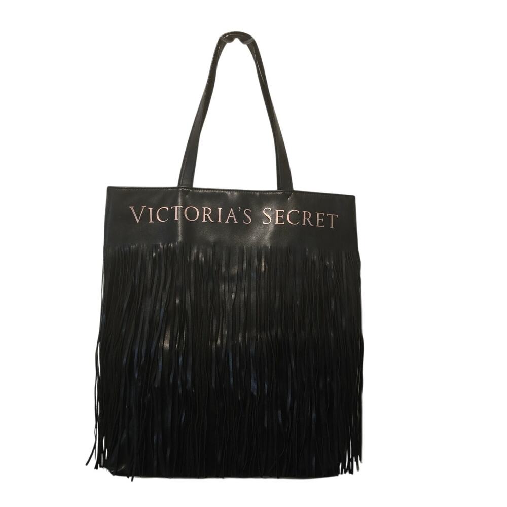 Victoria Secret Black Fringe Lined Long Line Purse